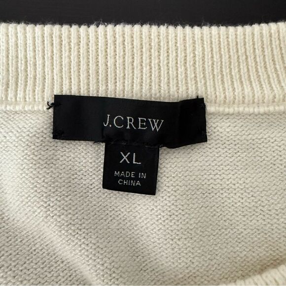 J Crew Sweater Womens Sz XL Ivory Knit Cotton Cashmere Pullover Preppy Comfort - Picture 8 of 12